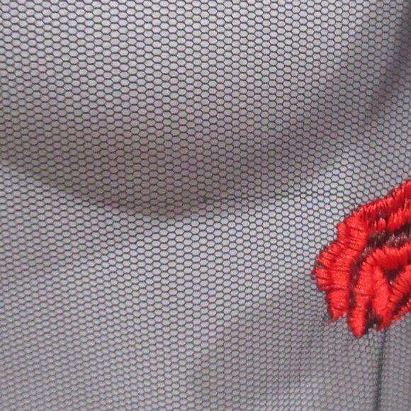 ASOS Design Sheer Embroidered Rose Button-Up | Size L - Picture 6 of 13